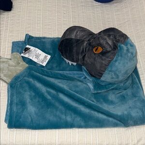 Angel Dear Teal and Light Green Plush Hooded Blanket